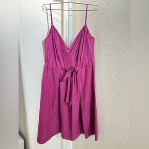 Trina Turk Silk Blend Waist Tie Pleated Mini Dress in Magenta - Size 0